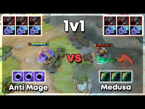 Anti Mage vs Medusa with 3x Satanic and 3x Moon Shard - Dota 2 1v1