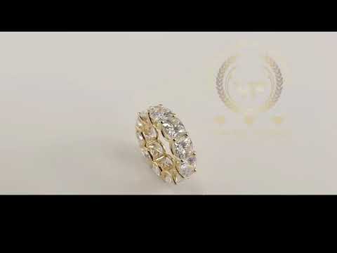 6.78ctw Cushion Moissanite Ring,EF Near Colorless Moissanite Band,Eternity Women's Band,