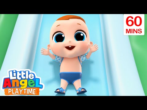 Slip and Slide Water Park Fun! + 60 Minutes of Fun Sing Along Songs by Little Angel Playtime