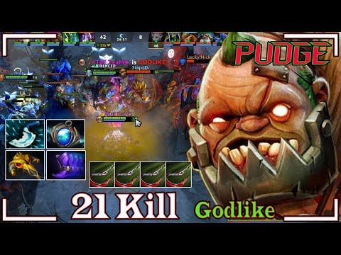 Godlike [Pudge] Pro 21 Kill Pudge Mid 100% Destroy Pro Game 7.22e - Dota 2