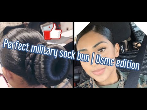 How to get that PERFECT MILITARY HAIR BUN with super long hair! How to do a sock bun. :)