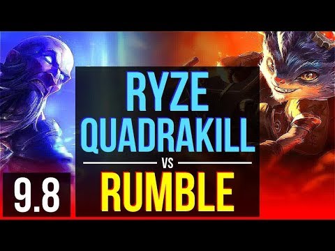 Climb the ladder as RYZE vs RUMBLE (TOP) | Quadrakill, Legendary, KDA 17/4/4 | BR Challenger | v9.8