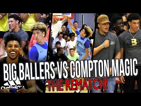 Big Ballers DOUBLE OT REMATCH vs COMPTON MAGIC! LaMelo IMPRESSES Lonzo & Swaggy P!