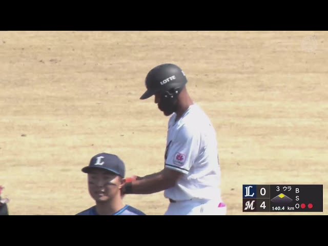 【ファーム】マリーンズ・アセベド 満塁のチャンスで走者一掃となるタイムリー2ベースを放つ!! 2025年3月22日 千葉ロッテマリーンズ 対 埼玉西武ライオンズ