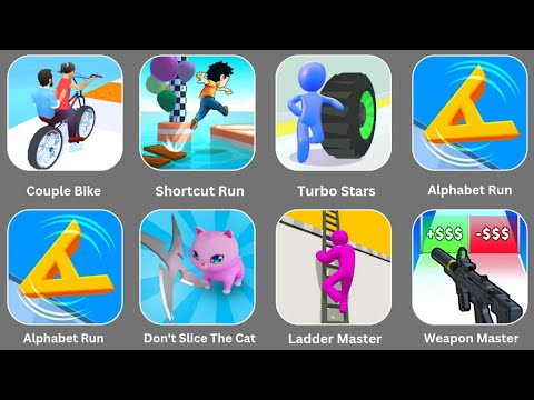 Satisfying Mobile Most Popular Games:- Alphabet Run, Don't Slice The Cat, Weapon Master, Couple Bike