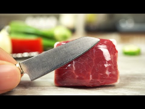 ASMR Miniature Cooking - Stir-fried beef with okra