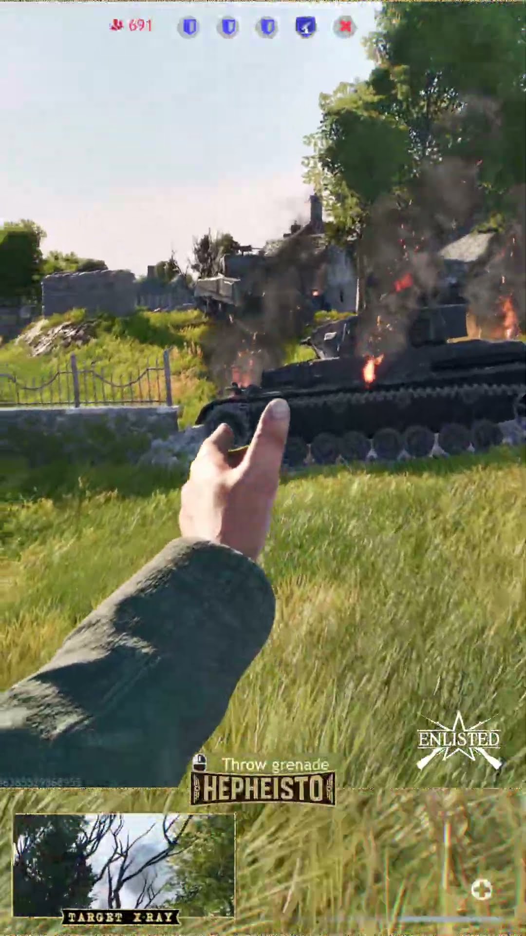Machine Gunner eliminates Tank M4A2 with Explosion Pack