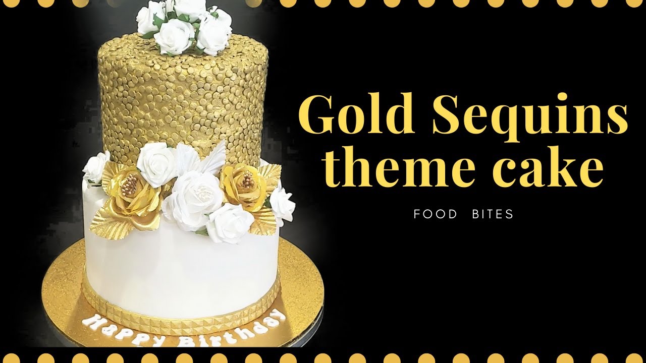 How to decorate a cake with gold sequins | Gold sequins theme cake | Confetti cake tutorial