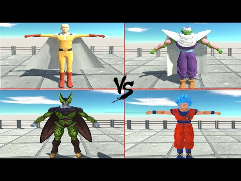 GOKU SSJ vs CELL PERFECT vs PICOLO vs SAITANA - Animal Revolt Battle Simulator