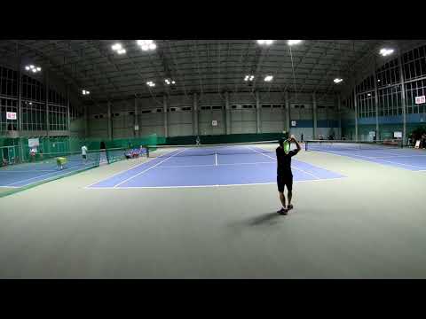 [Tennis] two handed forehand, backhand, and volley(Core coiling) 2020-08-08
