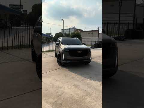 AWT - Gray Cadillac Escalade on 28x10 Koko Kuture Urfa Wheels in Gloss Black