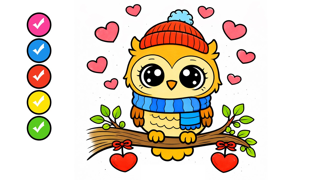 Cute Owl Coloring Page 🦉🎨 | Easy Owl Coloring for Kids
