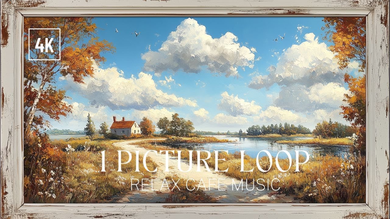 Vintage White Frame TV Art 4K & Music | Screensaver Wallpaper Background Oil Painting Décor