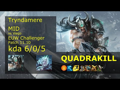 Tryndamere vs Viego Mid - EUW Challenger 6/0/5 Patch 11.10 Gameplay