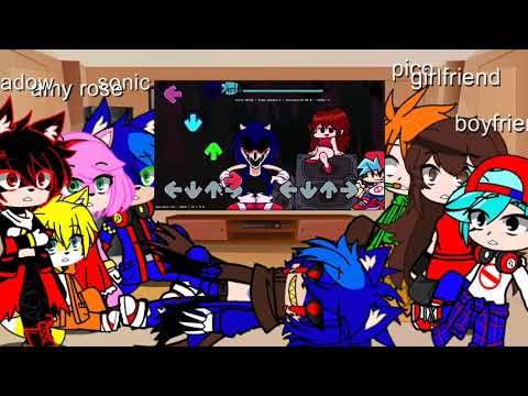 sonic sus amigos y fnf reaccionando a sonic.exe mod 2.0