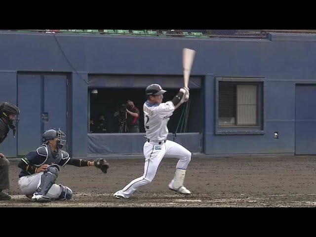 【ファーム】ファイターズ・松本剛 ライトへ勝ち越しのタイムリー２ベースヒットを放つ!! 2021/6/6 F-S(ファーム)