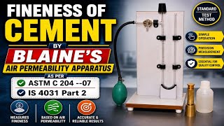 Download lagu FINENESS OF CEMENT BY BLAINE'S AIR PERMEABILITY APPARATUS  AS PER ASTM C 204 --07 & IS 4031 Part 2 mp3