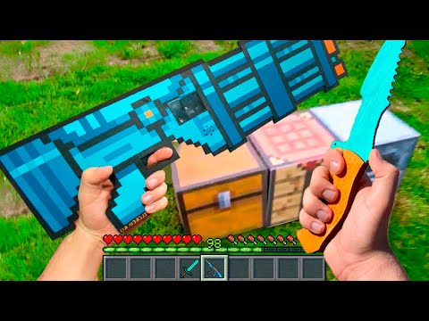 Minecraft in Real Life POV DIAMOND GUN CRAFTING Realistic Minecraft RTX Animation  創世神第一人稱真人版