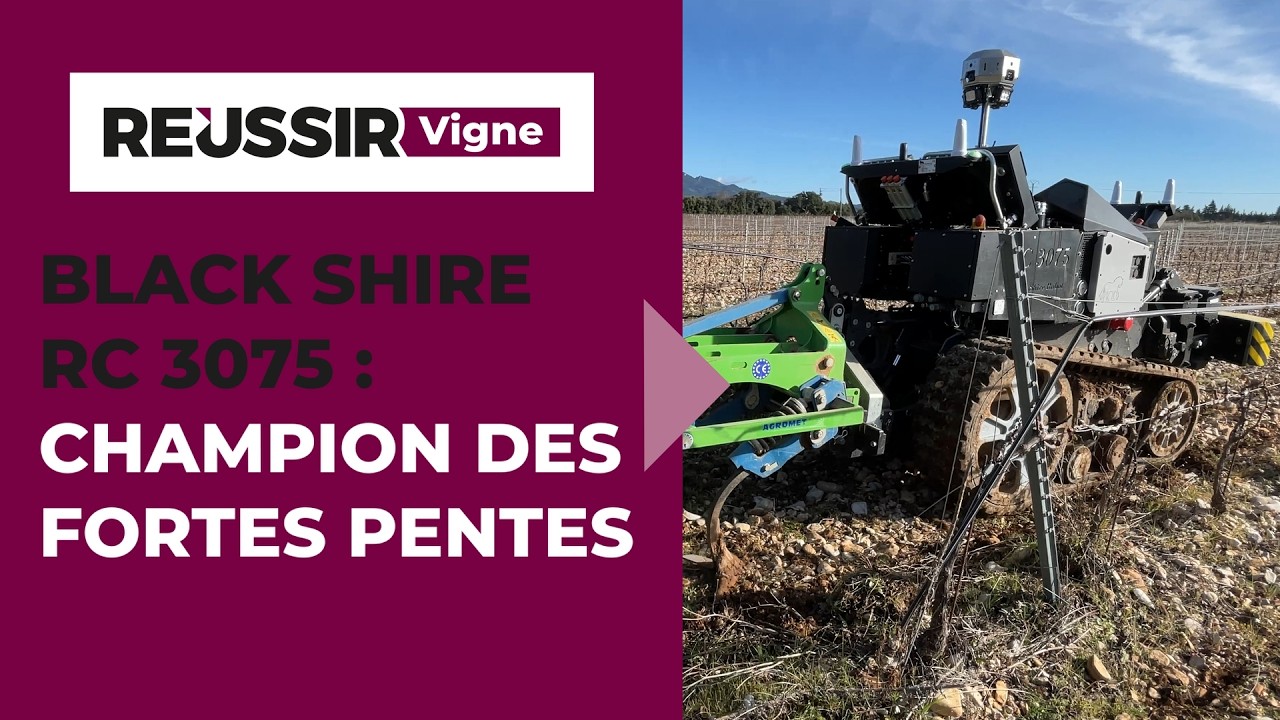 Innovation matériel viticole : robot Black Shire RC 3075, champion des fortes pentes
