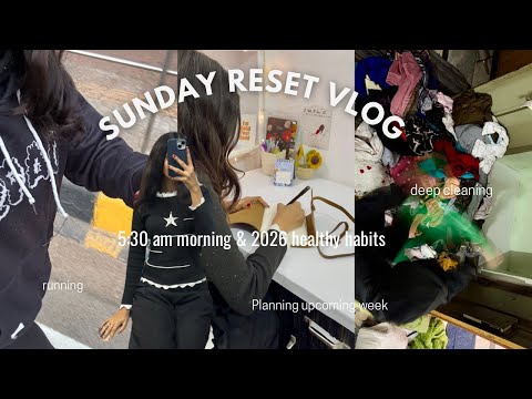 My *REALISTIC* Sunday reset 🧺 | 5:30 am morning | running, cleaning, planning & self care 🧖‍♀️