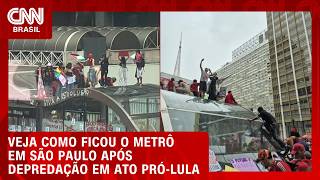 Vídeo: Manifestantes picham e quebram estações de metrô após ato pró-Lula | AGORA CNN