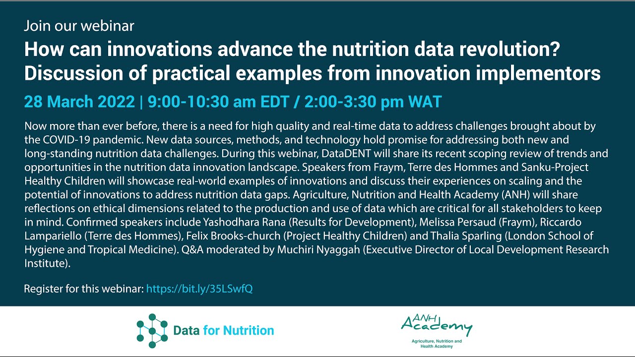How can innovations advance the nutrition data revolution? Panel discussion of data innovations