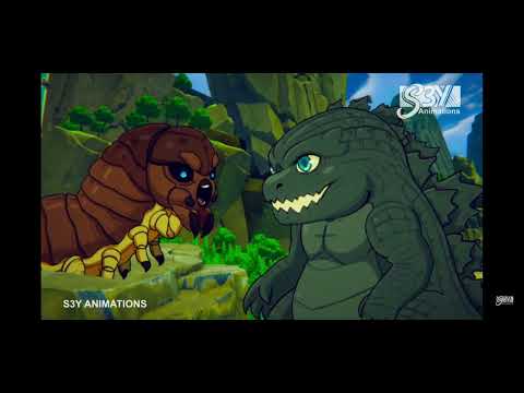 Baby godzilla, kong, Motra vs Bollante ,baby Godzilla vs demon Kong (animation movie)
