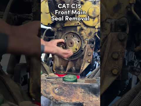Front main seal removal - caterpillar c15 engine #shorts #caterpillar #engine