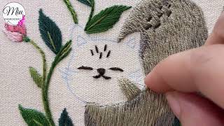 Cat on Flowers 🌸 🐈⬛ Beginners Embroidery Kit Tutorial