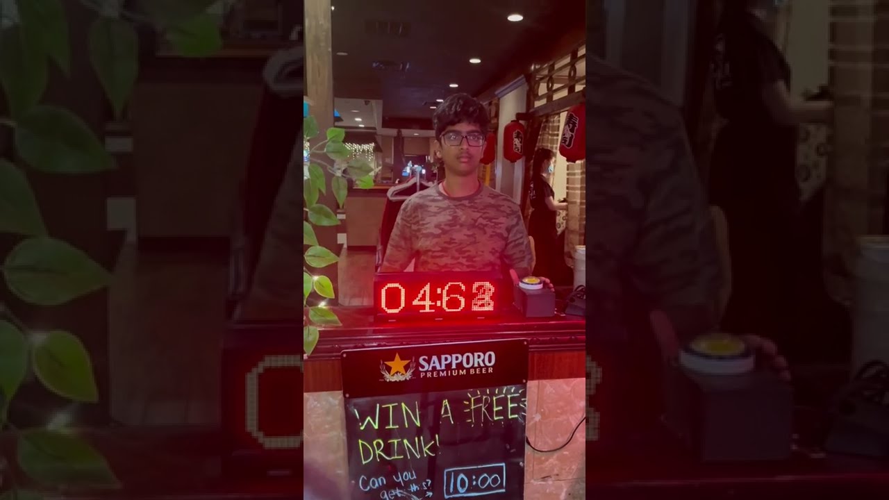 Watch! Unbelievable! Neil stopping timer ⏱ exactly at 10 seconds at Fuji Grill Restaurant Buffalo NY