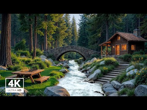 Flodljud med fåglar som kvittrar i skogen 🌿 Naturljud för att sova