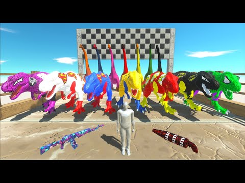 White vs Blue Superman T-rex vs Brachiosaurus Dc Marvel help FPS AVATAR RESCUE MISSION DEATH RUN