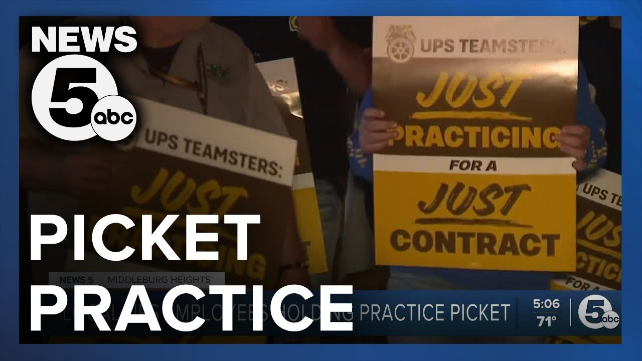 UPS union workers practice picket as strike looms