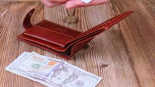 Зручний чоловічий гаманець з хлястиком із натуральної шкіри KARYA 21088 світло-коричневий