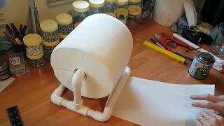 PVC pipes DIY - paper roll holder Kingsize for table