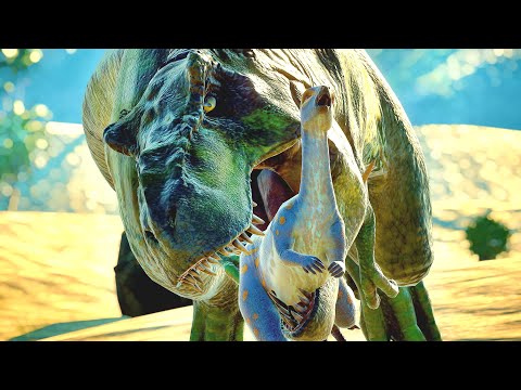T-rex Hunts & Fights in The Desert with Herbivores Part 2 - Jurassic World Evolution