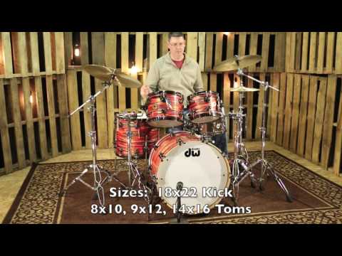 DW Collector's Jazz Series Cherry/Gum Shells, Tiger Oyster FinishPly, Black Nickel Hardware