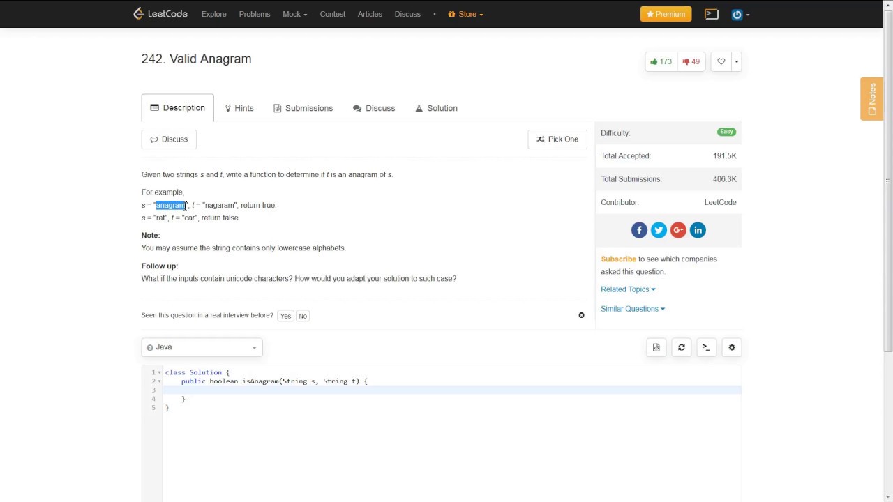 Technical Interview Question: Valid Anagram [LeetCode]