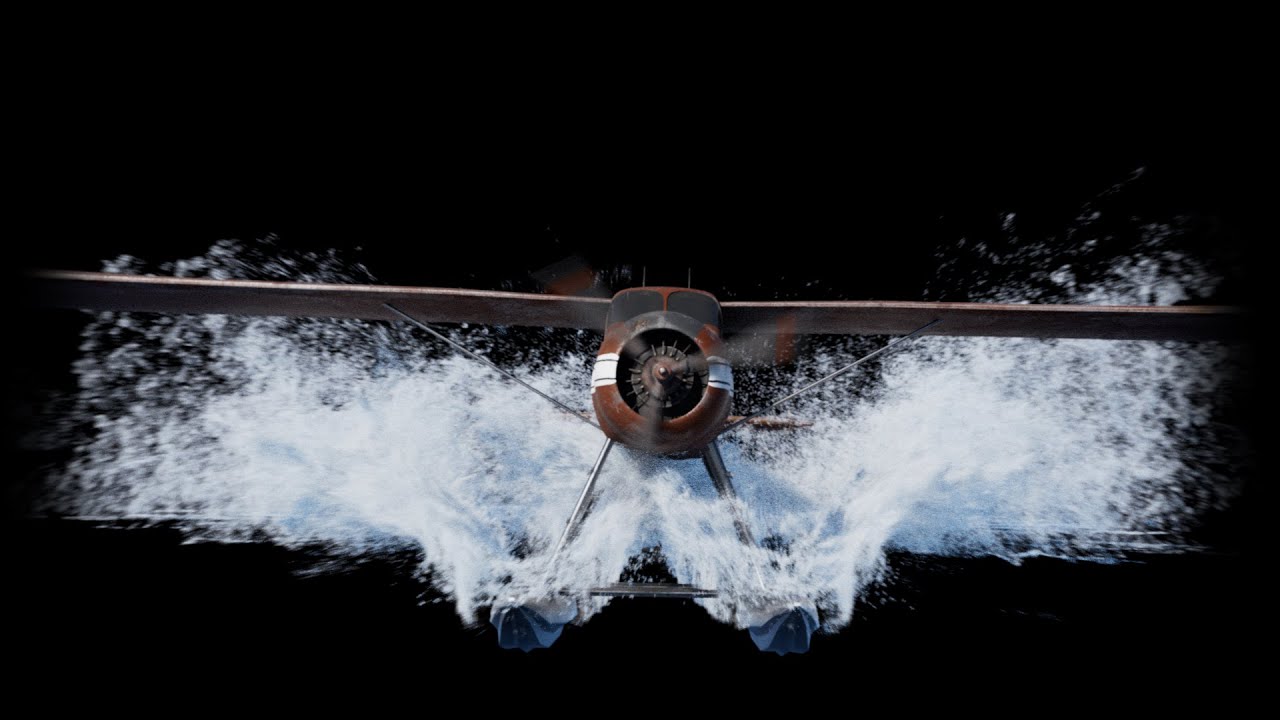 Seaplane landing - Flip simulation created with SideFX Houdini - Whitewater rendering with Karma XPU