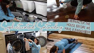CLEANING THE HOUSE BEFORE WE HAVE A BABYSITTER // Cooking, Home Workout, & Cleaning!