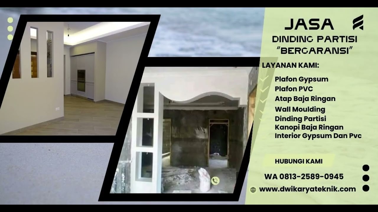 BERGARANSI, Wa 081325890945 Harga Jasa Pasang Partisi Gypsum 2 Sisi Jogja