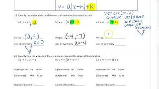 Graphing Absolute Value Functions using vertex & slope