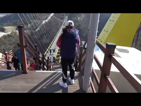 Uma das oito grandes vistas panorâmicas da Coreia Gangwon-do Wonju Gongamsan Ponte suspensa Ponte do choro 울렁다리