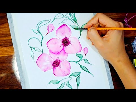 watching watercolor painting, flowers🌸