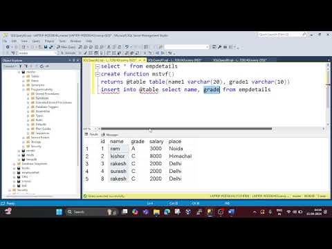 Sql Server Multiple Statement Table Valued Function Session 31