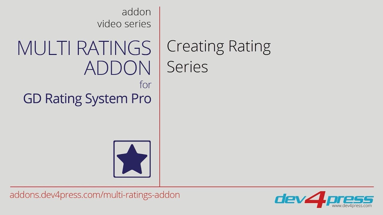 GD Rating System Pro Addon: Multi Ratings - Creating Rating Series