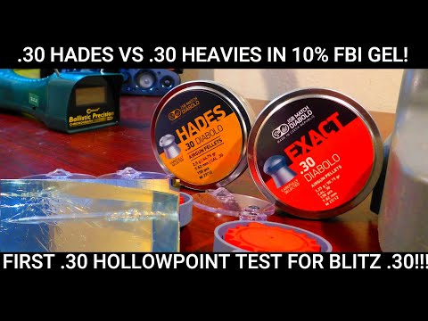 ( HATSAN BLITZ .30 ) JSB HADES .30 TEST IN 10% FBI GEL VS JSB HEAVIES! MASSIVE ENERGY DUMP! #SHORTS