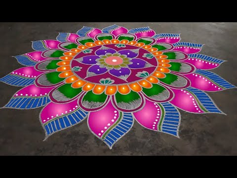 Beautiful flower rangoli design // Attractive rangoli design // Colourfull rangoli design
