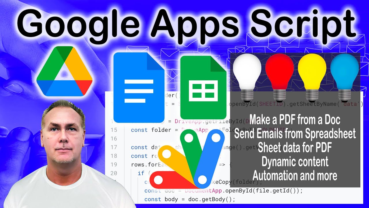 Learn Google Apps Script Project Lesson Create PDF from Docs Using Google Sheet Data send Emails