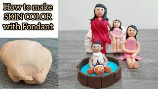 How to make Skin color Fondant |Fondant Beginners |Sugar Crafts |Mixing of Fondant |Samia